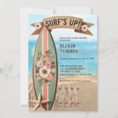 Surf Up  Floral Baby shower Kaart (Voorkant)