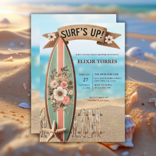 Surf Up  Floral Baby shower Kaart