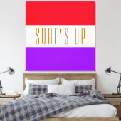 SURF UP Leuk Helder Paarse Rood Wit Strepen Canvas Afdruk (Insitu (Slaapkamer))