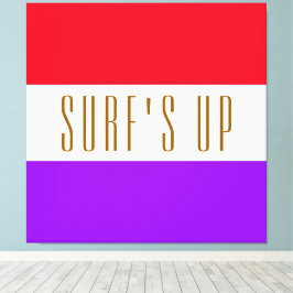 SURF UP Leuk Helder Paarse Rood Wit Strepen Canvas Afdruk