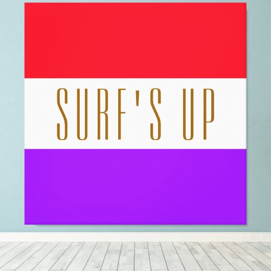 SURF UP Leuk Helder Paarse Rood Wit Strepen Canvas Afdruk (Insitu (Houten vloer))