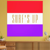 SURF UP Leuk Helder Paarse Rood Wit Strepen Canvas Afdruk (Insitu (Woonkamer))