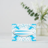 Surf UP Light Blue Damask Name Place Card Plaatskaartje (Staand voorkant)