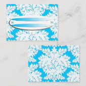 Surf UP Light Blue Damask Name Place Card Plaatskaartje (Voorkant / Achterkant)