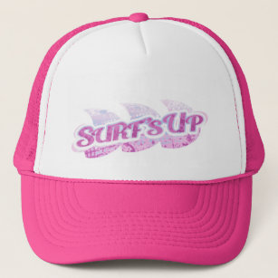 "Surf Up" meisjes strand pet paars, roze en wit