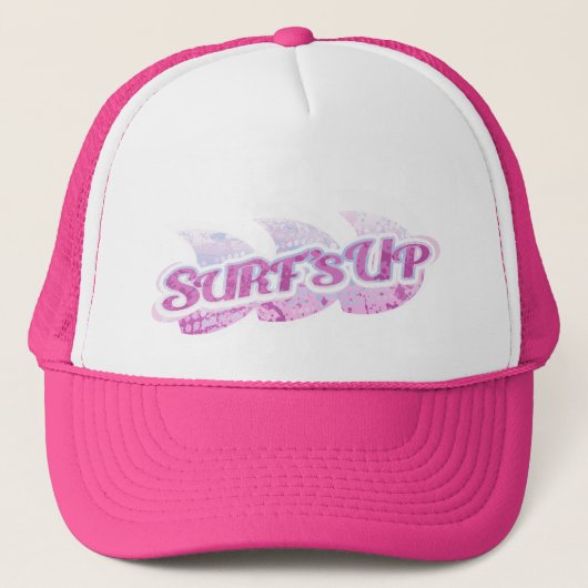 "Surf Up" meisjes strand pet paars, roze en wit (Voorkant)