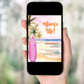 Surf Up Retro Beach Surfboard roze verjaardag Kaart