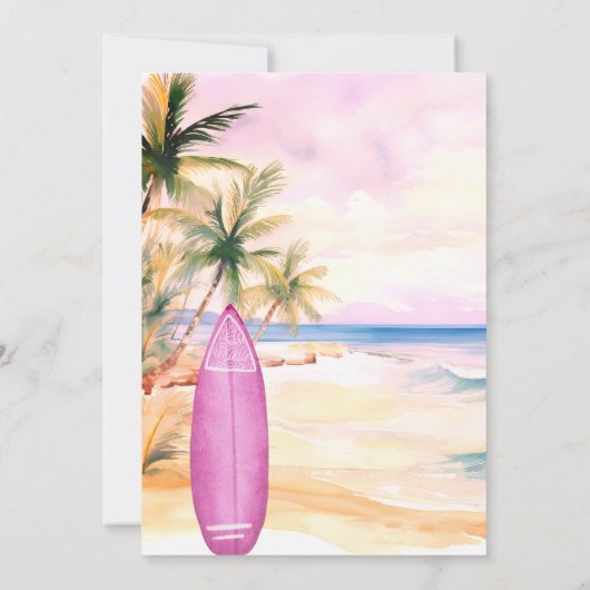Surf Up Retro Beach Surfboard roze verjaardag Kaart (Achterkant)