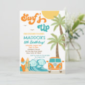 Surf-up Surf Beach Surfs Birthday Invitation Kaart (Staand voorkant)