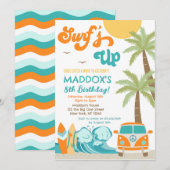 Surf-up Surf Beach Surfs Birthday Invitation Kaart (Voorkant / Achterkant)