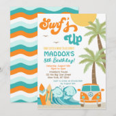 Surf-up Surf Beach Surfs Birthday Invitation Kaart (Voorkant / Achterkant)