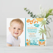 Surf-up Surf Beach Surfs Birthday Invitation Kaart (Staand voorkant)
