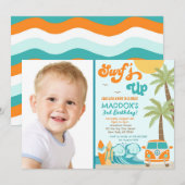 Surf-up Surf Beach Surfs Birthday Invitation Kaart (Voorkant / Achterkant)
