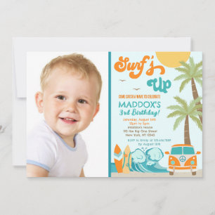Surf-up Surf Beach Surfs Birthday Invitation Kaart