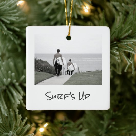 SURF UP Vakantiefoto Locatie Jaar Keepsake Keramisch Ornament (Boom)