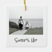 SURF UP Vakantiefoto Locatie Jaar Keepsake Keramisch Ornament (Voorkant)