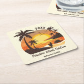  surf van  aanvalszonsondergang oranje bruin kartonnen onderzetters (Schuin)