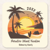  surf van  aanvalszonsondergang oranje bruin kartonnen onderzetters (Voorkant)