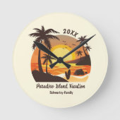 surf van aanvalszonsondergang oranje bruin ronde klok (Voorkant)