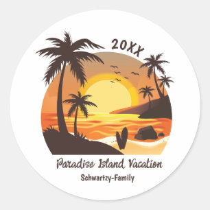 surf van aanvalszonsondergang oranje bruin ronde sticker