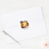 surf van aanvalszonsondergang oranje bruin ronde sticker (Envelop)