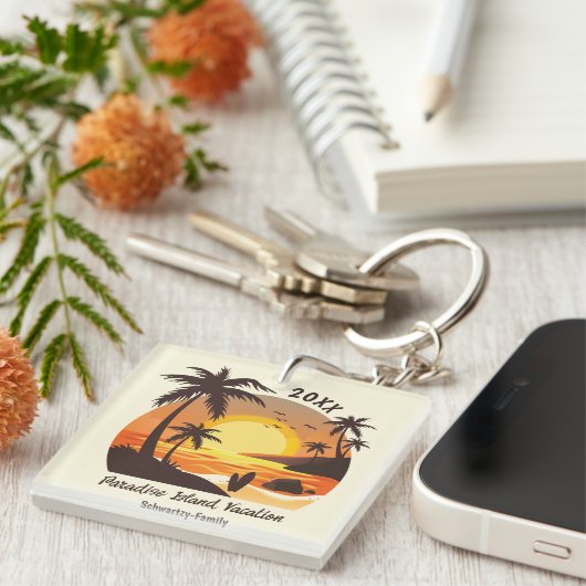  surf van  aanvalszonsondergang oranje bruin sleutelhanger (Voorkant Rechts)
