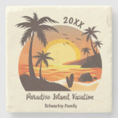  surf van  aanvalszonsondergang oranje bruin stenen onderzetter (Voorkant)