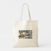 Surf Van Beach Citaat Geluk Komt in Golven Tote Bag (Achterkant)