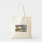 Surf Van Beach Citaat Geluk Komt in Golven Tote Bag (Voorkant)
