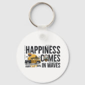 Surf Van Beach Quote Happiness Comes in Waves Sleutelhanger (Voorkant)