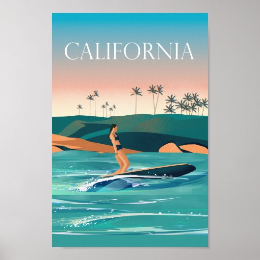 Surf van Californische reisposter Poster (Voorkant)