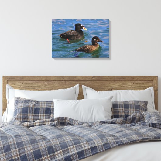 Surf van mannetjes en Vrouwen Schoter Eenden bij d Canvas Afdruk (Insitu (Slaapkamer))