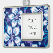 SURF van oerwoud (BLUE COMBO) Verzilverd Omlijst Ornament (Links)