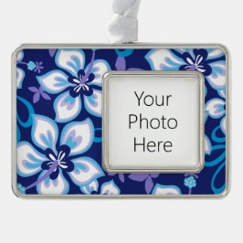 SURF van oerwoud (BLUE COMBO) Verzilverd Omlijst Ornament