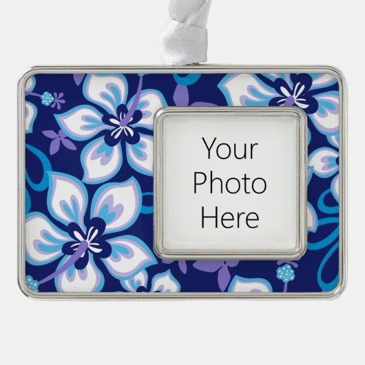 SURF van oerwoud (BLUE COMBO) Verzilverd Omlijst Ornament (Voorkant)