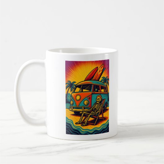 Surf Van Skeleton Sunset Koffiemok (Links)