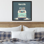 Surf Van Splash – Retro strandcamper Canvas Afdruk (Insitu (Slaapkamer))
