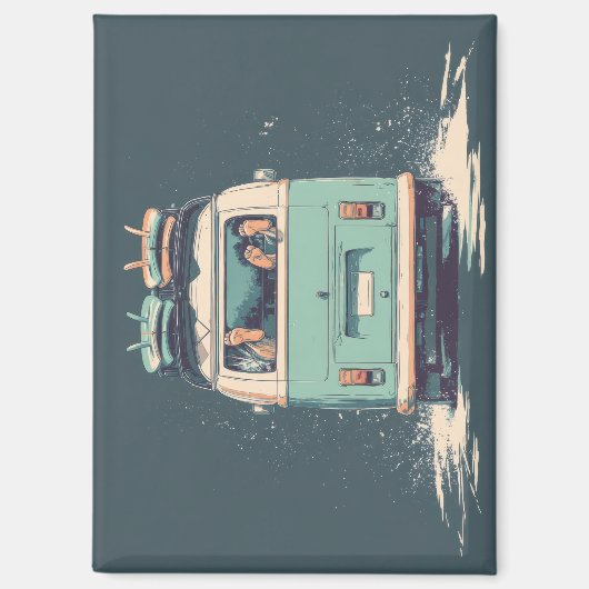 Surf Van Splash – Retro strandcamper Magneet (Voorkant)