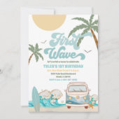 Surf Van Strand Verjaardagsuitnodiging Kaart (Voorkant)