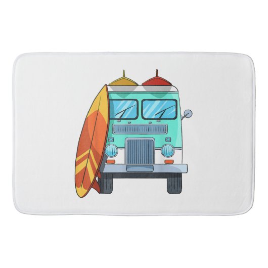 Surf Van Surfboard Palm Trees Surfende Surfer Wave Badmat (Voorkant)