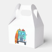 Surf Van Surfboard Palm Trees Surfende Surfer Wave Bedankdoosjes (Achterkant)