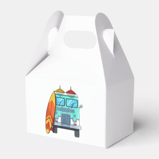 Surf Van Surfboard Palm Trees Surfende Surfer Wave Bedankdoosjes (Achterkant)