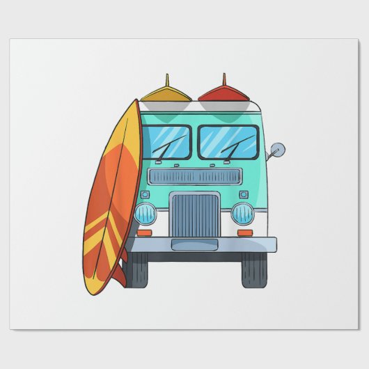 Surf Van Surfboard Palm Trees Surfende Surfer Wave Cadeaupapier (Vlak)