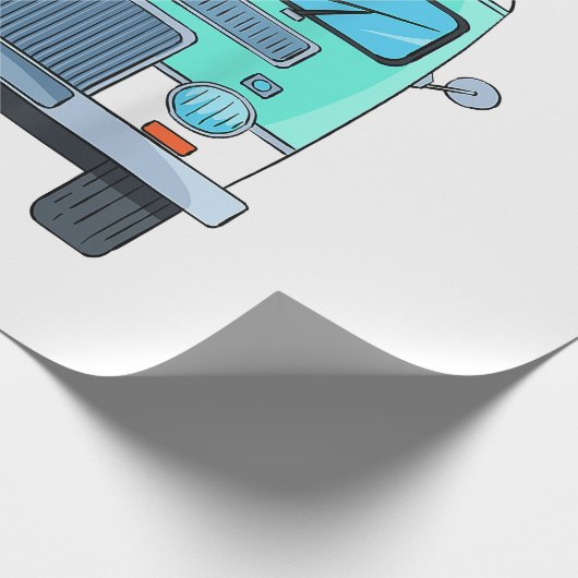 Surf Van Surfboard Palm Trees Surfende Surfer Wave Cadeaupapier (Hoek)