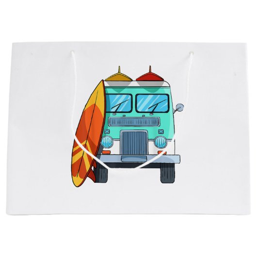 Surf Van Surfboard Palm Trees Surfende Surfer Wave Groot Cadeauzakje (Voorkant)