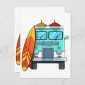Surf Van Surfboard Palm Trees Surfende Surfer Wave Informatiekaartje (Voorkant / Achterkant)
