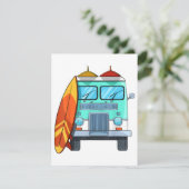 Surf Van Surfboard Palm Trees Surfende Surfer Wave Informatiekaartje (Staand voorkant)