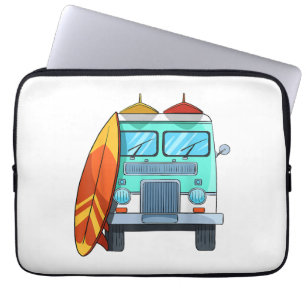 Surf Van Surfboard Palm Trees Surfende Surfer Wave Laptop Sleeve
