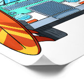 Surf Van Surfboard Palm Trees Surfende Surfer Wave Poster (Hoek)