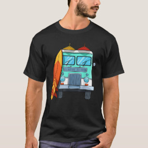 Surf Van Surfboard Palm Trees Surfende Surfer Wave T-shirt